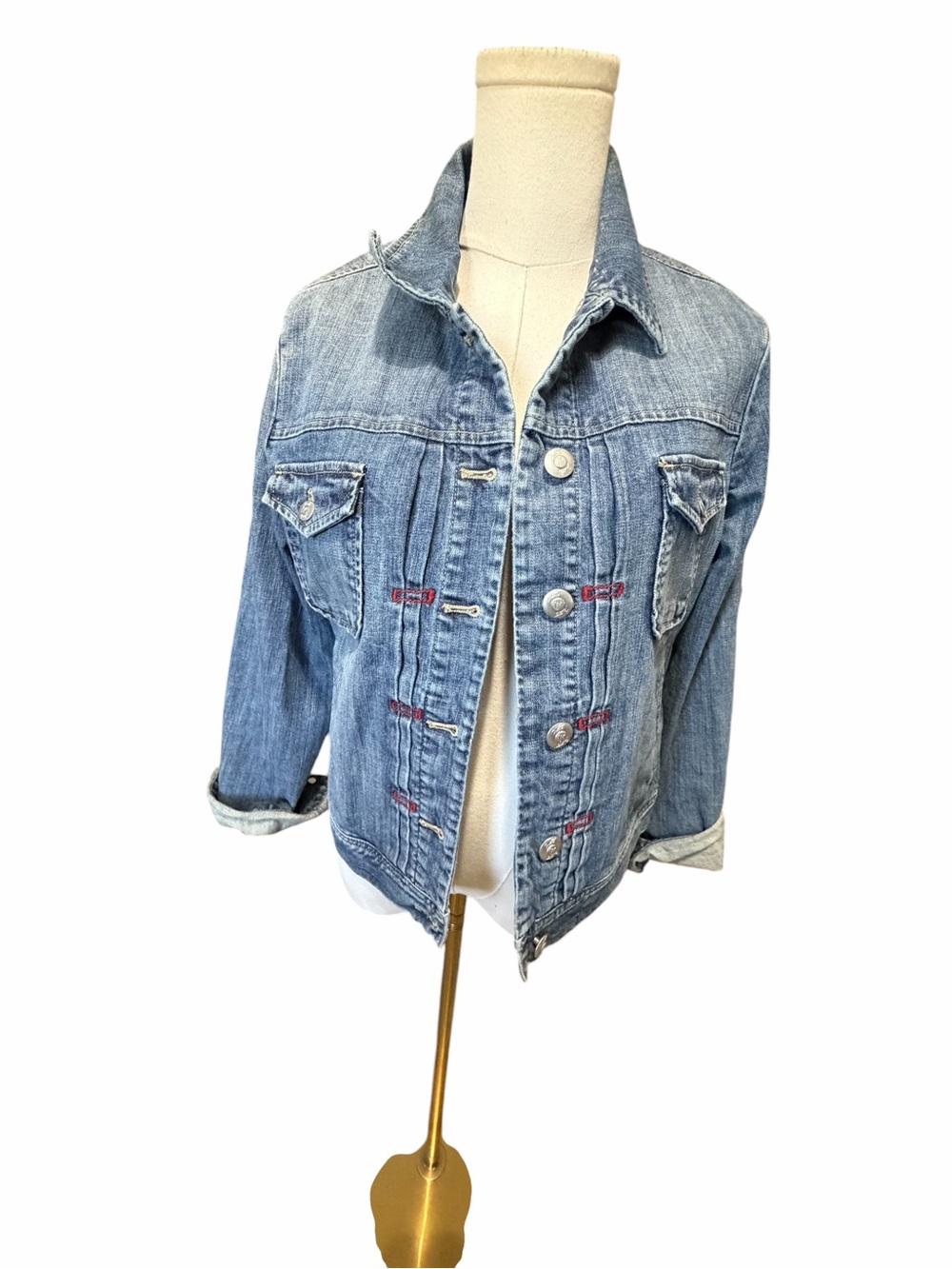 FRETTE Classic Blue Denim Jacket - Women's Casual Jean Coat Sz Medium